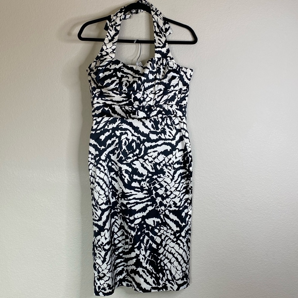 Donna Ricco halter midi dress women’s 10 EUC black white